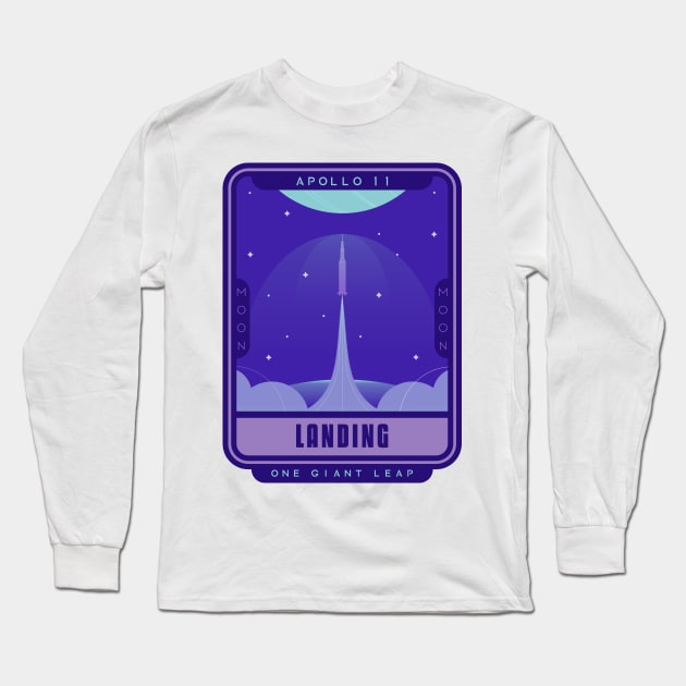 Apollo 11 Landing - One Giant Leap Long Sleeve T-Shirt by Ken Adams Store